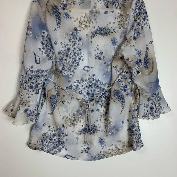 Route 66 VTG Y2K Floral Top Babydoll Belle Sleeves Sheer  Fairycore XL *READ - Picture 11 of 15